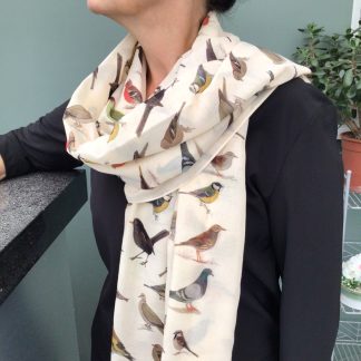 Garden Birds Design Scarf - Hand Printed in the UK - free gift box personalisation