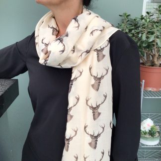 Stag Head Scarf - Hand Printed in the UK - FREE gift box personalisation