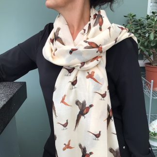 Pheasant Print Scarf - Hand Printed in the UK - free gift box personalisation