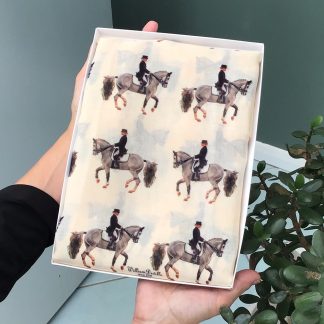 Dressage Horse Print Scarf - Hand Printed in the UK - free gift box personalisation