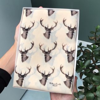 Stag Head Scarf - Hand Printed in the UK - FREE gift box personalisation