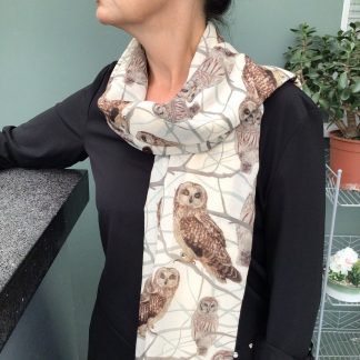 Owl Print Scarf - Hand Printed in the UK - FREE gift box personalisation