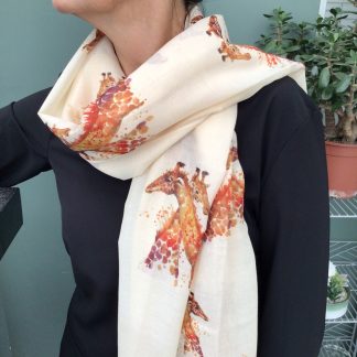 Giraffe Print Scarf - Hand Printed in the UK - FREE gift box personalisation