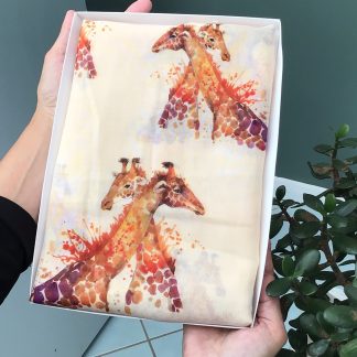 Giraffe Print Scarf - Hand Printed in the UK - FREE gift box personalisation