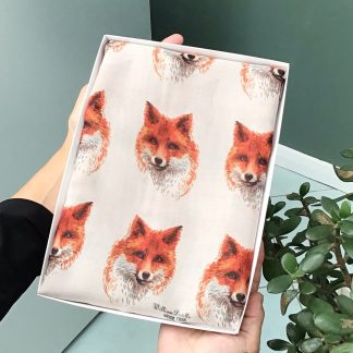 Fox head printed Scarf - Hand Printed in the UK - FREE gift box personalisation