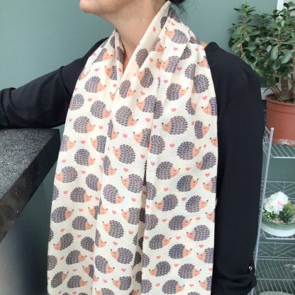 Hedgehog Print Scarf - Hand Printed in the UK - FREE gift box personalisation - Image 6