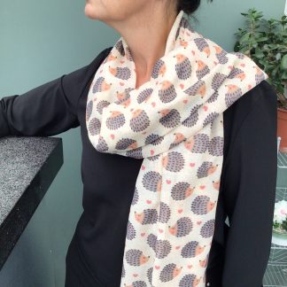 Hedgehog Print Scarf - Hand Printed in the UK - FREE gift box personalisation