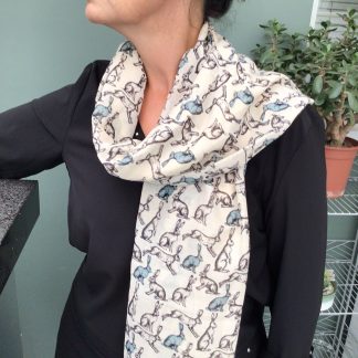 Hare Print Scarf - Hand Printed in the UK - FREE gift box personalisation