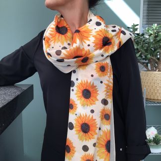 Sunflower Print Scarf - Hand Printed in the UK - FREE gift box personalisation