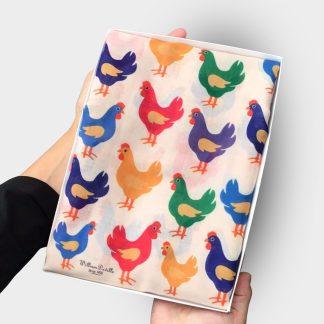 hand printed scarf with colourful rabbits on presented in a gift box with free personalisation