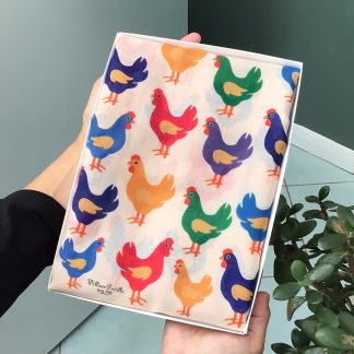 Colourful Chicken Print Scarf - Hand Printed in the UK - FREE personalisation