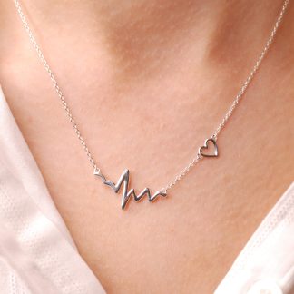 Sterling silver heart and life line necklace