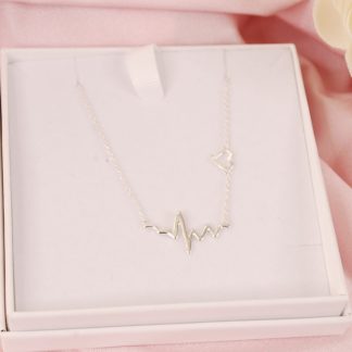 Sterling silver heart and life line necklace