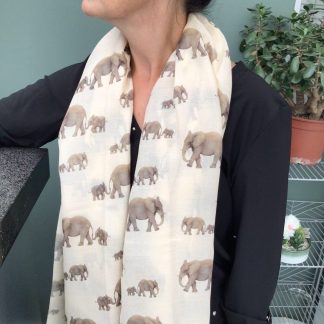 Elephant Print Scarf - Hand Printed in the UK - FREE gift box personalisation