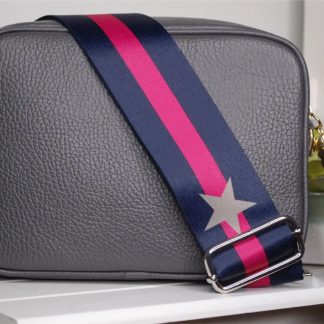 Navy & Fuchsia Stripe Bag Strap