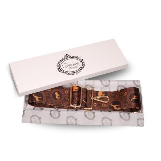 animal print bag strap gift wrapped in a gift box