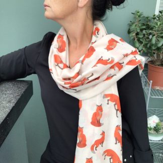 Fox print Scarf - Hand Printed in the UK - FREE gift box personalisation