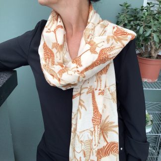 Jungle Animals Hand Printed Scarf - FREE gift box personalisation