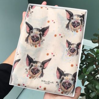 Cute Pigs on a Scarf - Hand Printed in the UK - FREE gift box personalisation