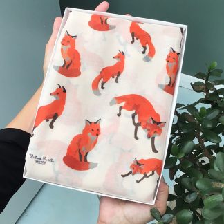 Fox print Scarf - Hand Printed in the UK - FREE gift box personalisation