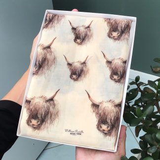 Highland Cows Print Scarf - Hand Printed in the UK - FREE gift box personalisation