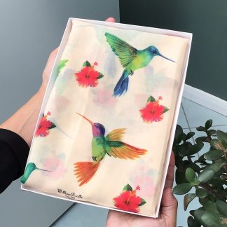 Hummingbird Print Scarf - Hand Printed in the UK - FREE gift box personalisation