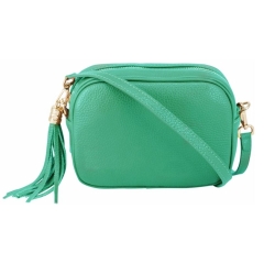 Aqua Crossbody Bag Single Zip. One main compartment with an internal side slip pocket and a detachable strap