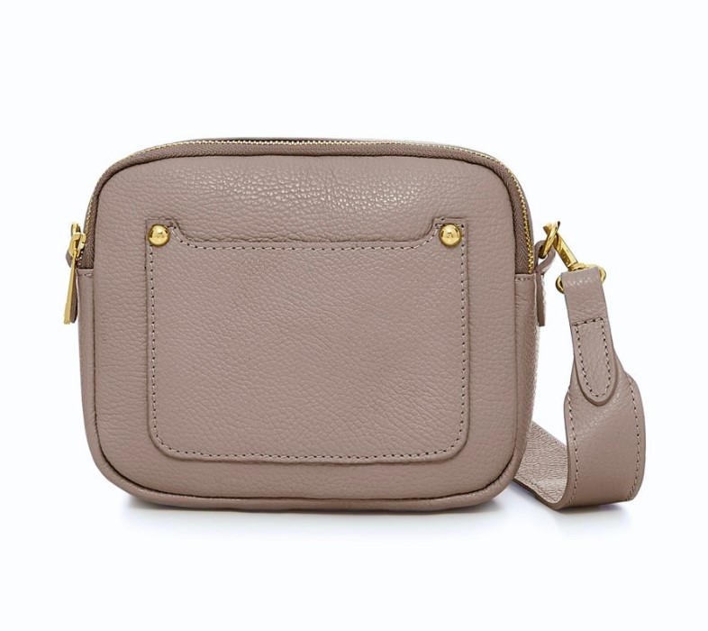 Cinder Crossbody Bag with two separate zipped compartments, and a matching detachable strap