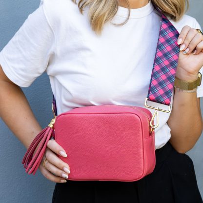 Coral Italian leather crossbody bag