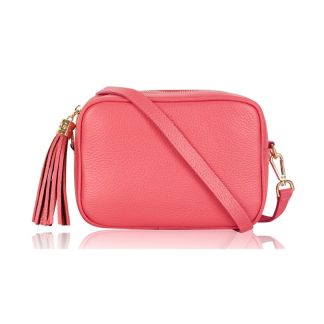 Coral Crossbody Bag Single Zip. One main compartment with an internal side slip pocket and a detachable strap