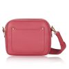 Coral Crossbody Bag with two separate zipped compartments, and a matching detachable strap