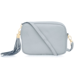 Duck Egg Blue Crossbody Bag Single Zip. One main compartment with an internal side slip pocket and a detachable strap