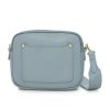 Duck Egg Blue Crossbody Bag with two separate zipped compartments, and a matching detachable strap