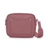 Dusty Pink Crossbody Bag with two separate zipped compartments, and a matching detachable strap