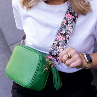 Green Italian leather crossbody bag