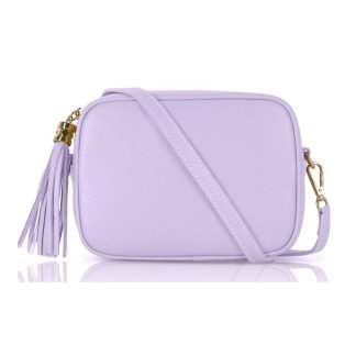 Lilac Crossbody Bag Single Zip. One main compartment with an internal side slip pocket and a detachable strap