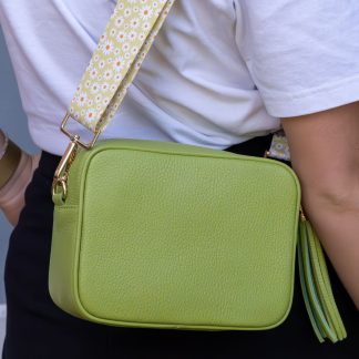 Lime Green Italian leather crossbody bag