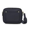 Navy Crossbody Bag with two separate zipped compartments, and a matching detachable strap