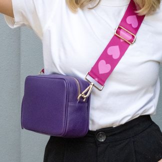 Purple Italian leather crossbody bag