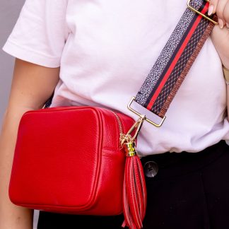 Red Italian leather crossbody bag