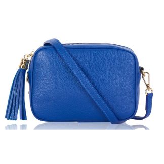 Royal Blue Crossbody Bag Single Zip. One main compartment with an internal side slip pocket and a detachable strap