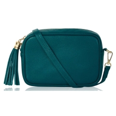 Teal Crossbody Bag Single Zip. One main compartment with an internal side slip pocket and a detachable strap