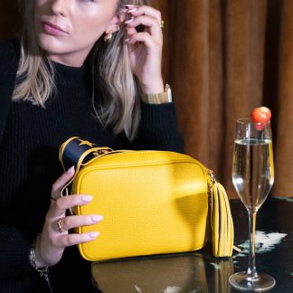 Yellow Italian leather crossbody bag